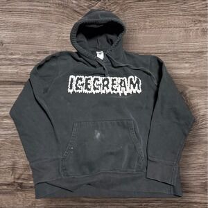 Icecream Spellout Hoodie Pullover‎ Sweatshirt Mens L Black Fleece Hooded Skate